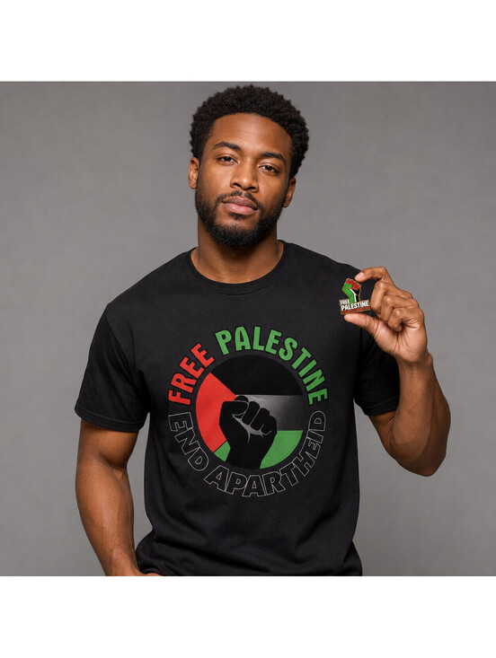 Other - Free Palestine End Apartheid Black Graphic Tee + Pin S/L